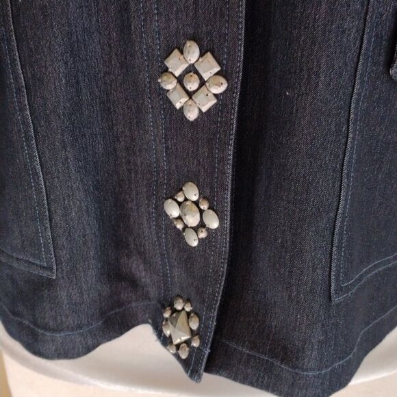 Ruby Red Embellished Denim Jacket - Picture 3 of 10